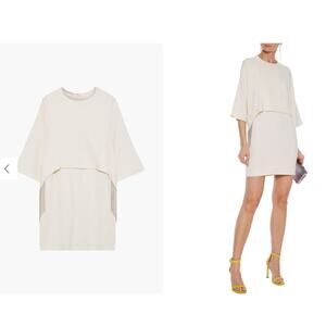 Stella McCartney Krista Cape-Effect Fringe Cady Mini Dress Sz 38 (2-4)